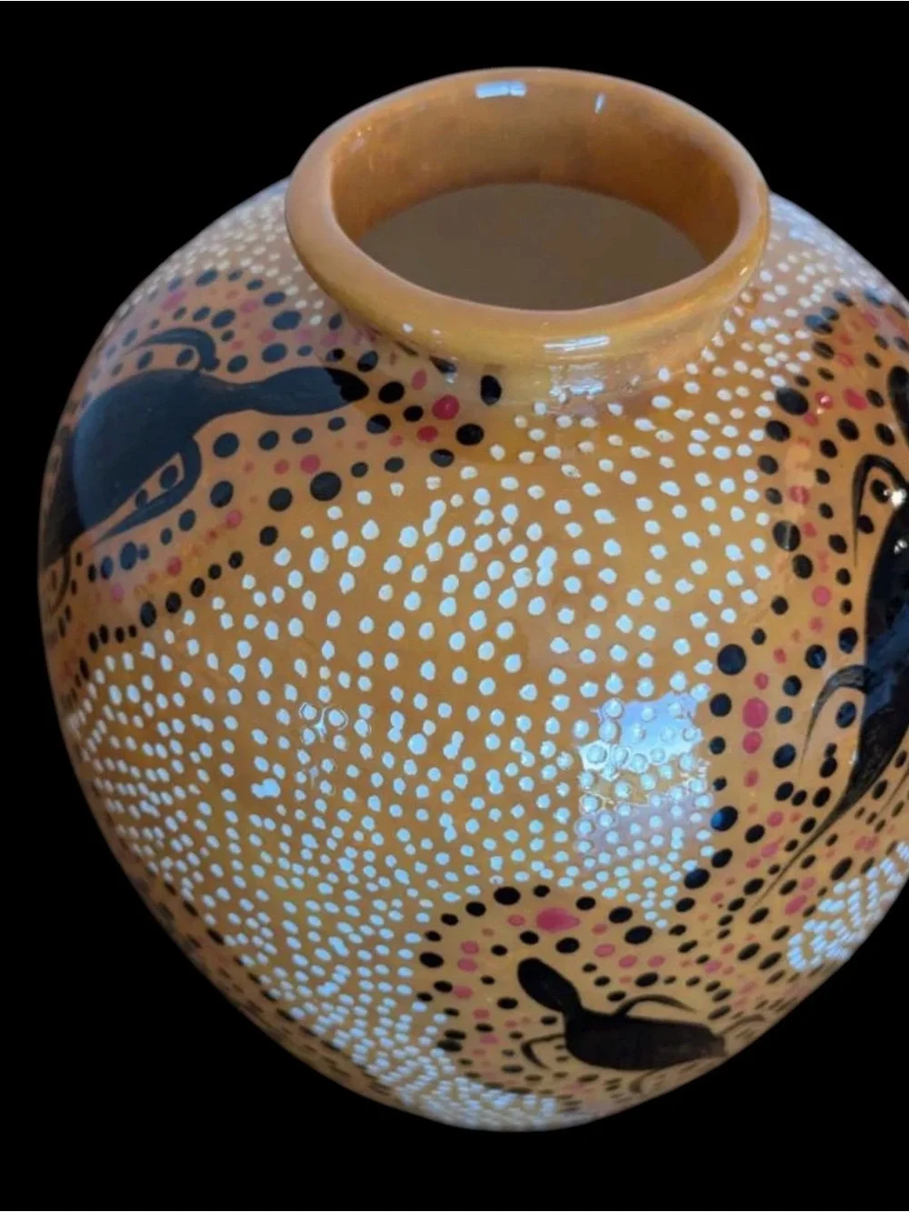 Vintage 2004 Australian Aboriginal Art Pottery Vase - Durahrwa Shed Designs